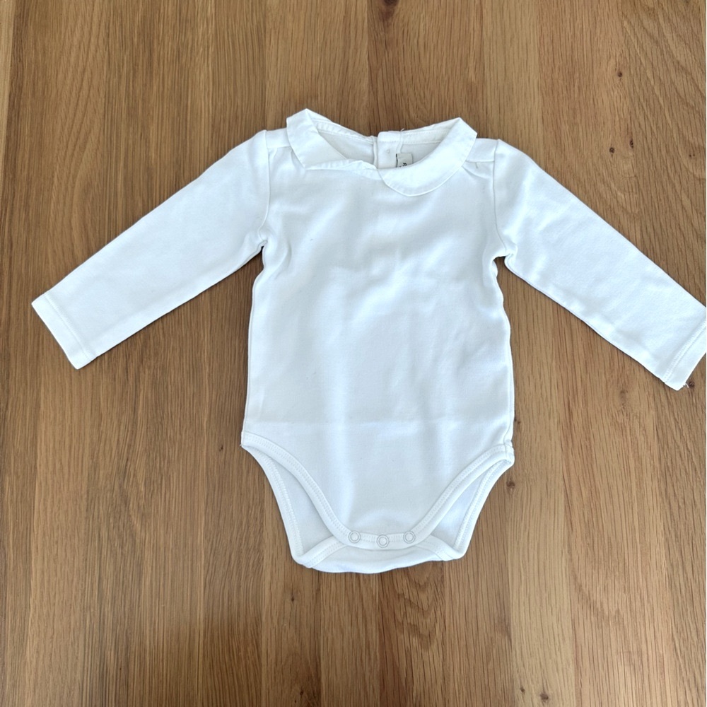 Natalys White Long Sleeve Baby Bodysuit
